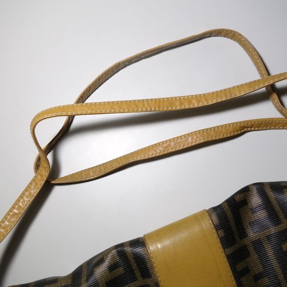Vtg 1980’s Fendi FF Zucca Coated Canvas & Leather Monogram Envelope Clutch Bag - Picture 6 of 16